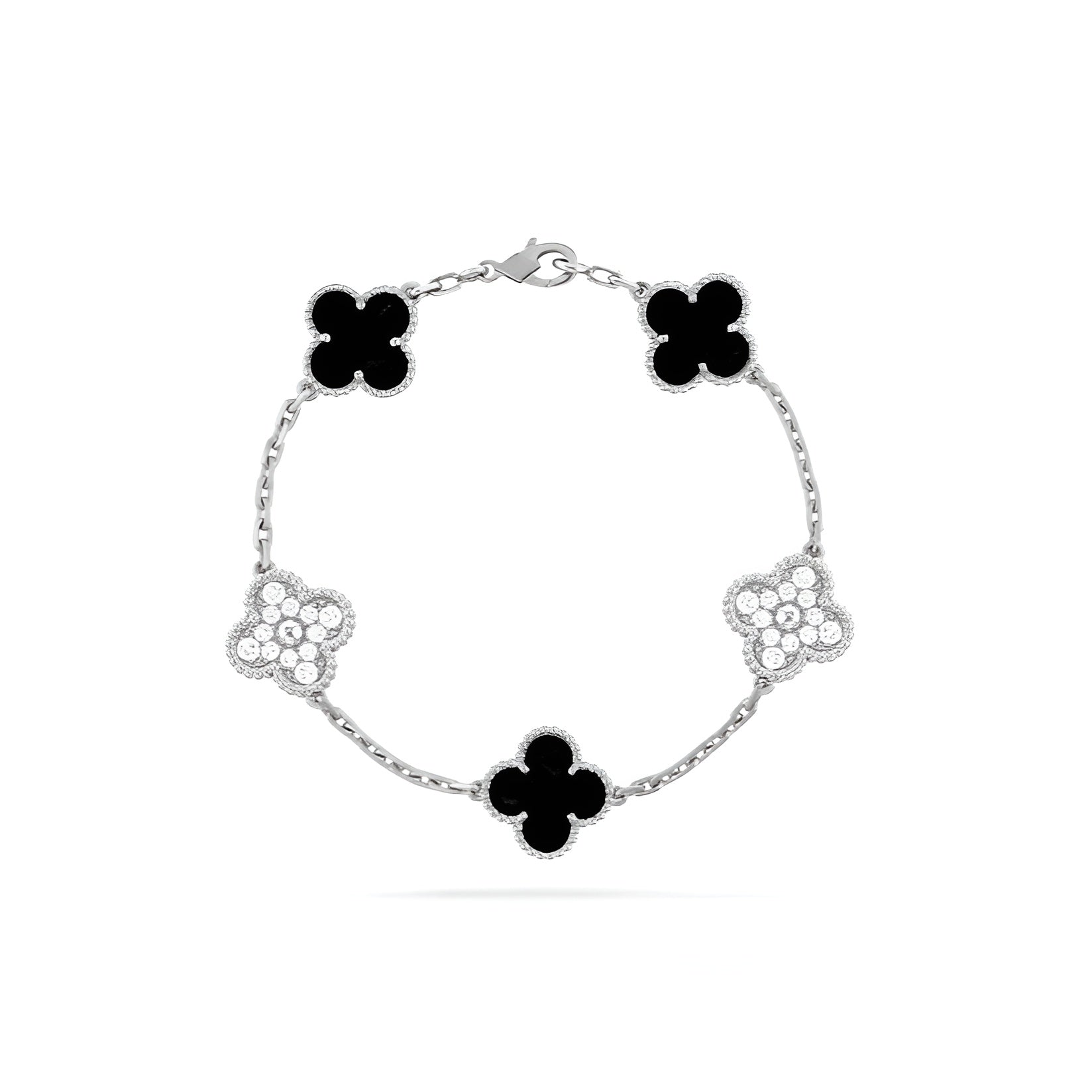 14ct Clover Charm Bracelet/Onyx